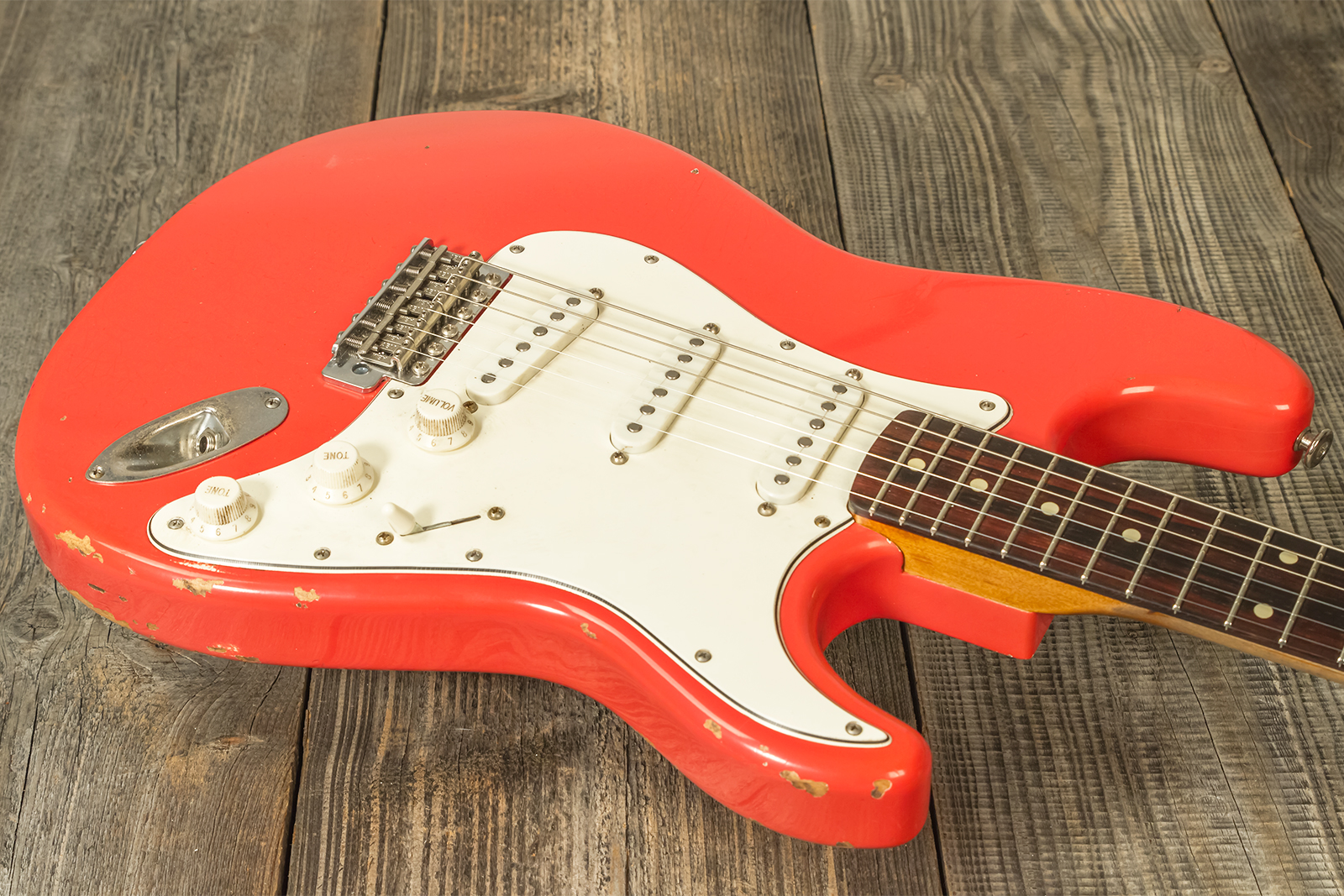 Haar Guitars Trad S 3s Lindy Fralin Trem Rw #42274 - Aged Fiesta Red - Str shape electric guitar - Variation 2
