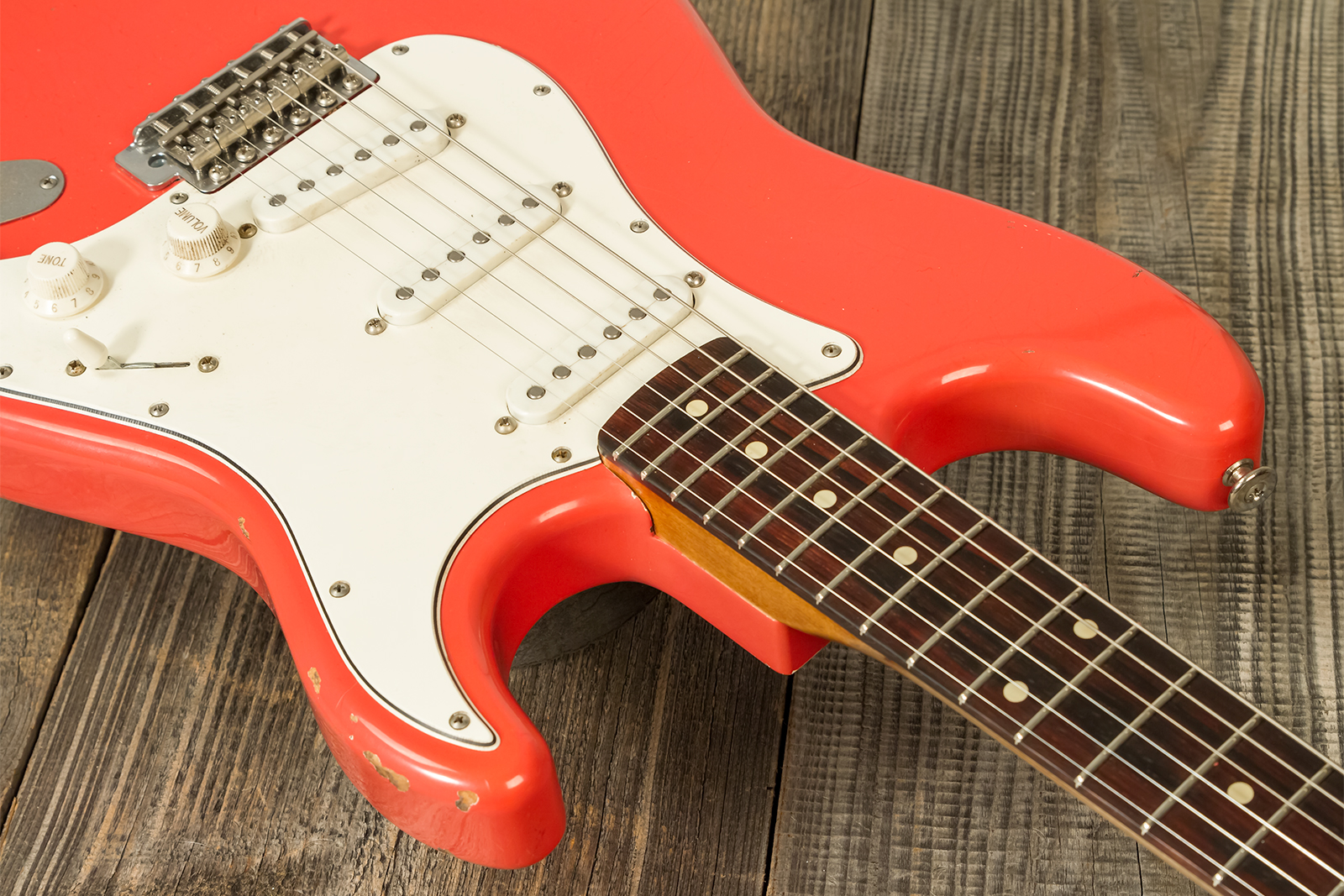 Haar Guitars Trad S 3s Lindy Fralin Trem Rw #42274 - Aged Fiesta Red - Str shape electric guitar - Variation 4