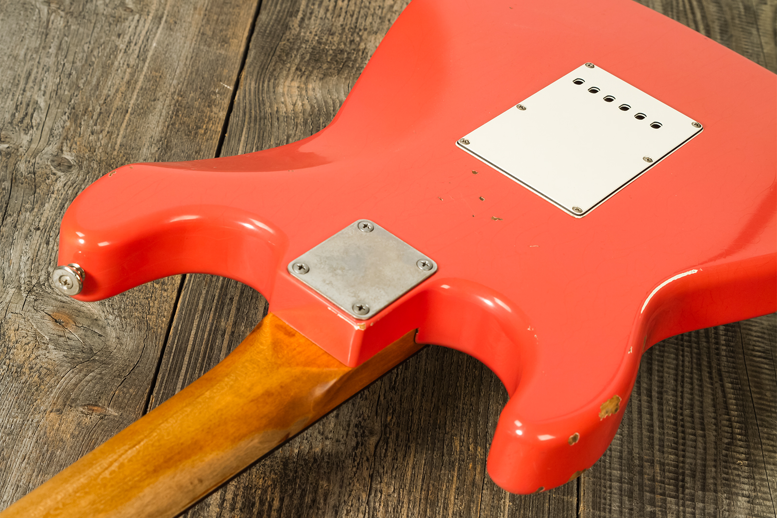 Haar Guitars Trad S 3s Lindy Fralin Trem Rw #42274 - Aged Fiesta Red - Str shape electric guitar - Variation 6
