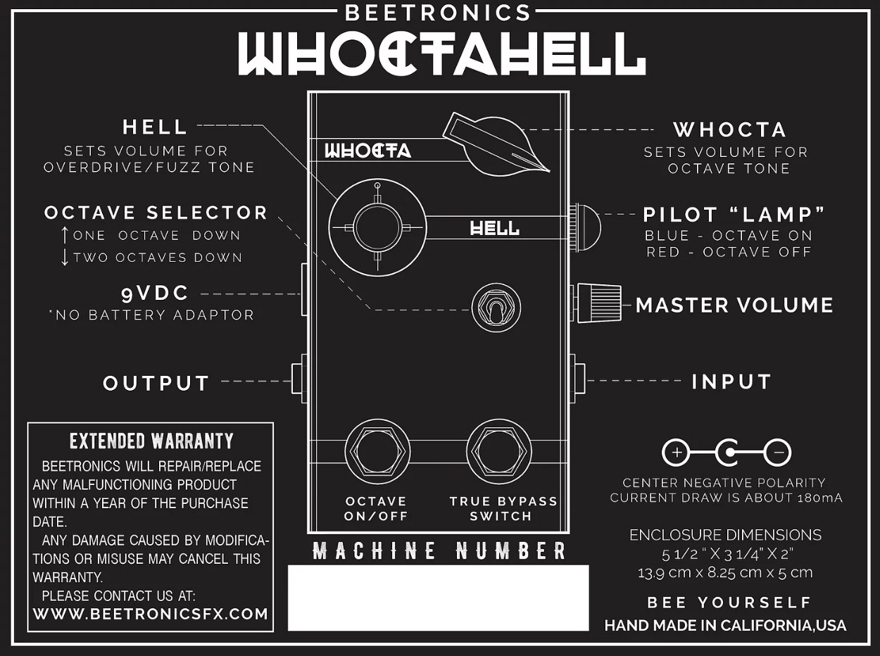 Beetronics Whoctahell Fuzz + Octave-down - Overdrive, distortion & fuzz effect pedal - Variation 4