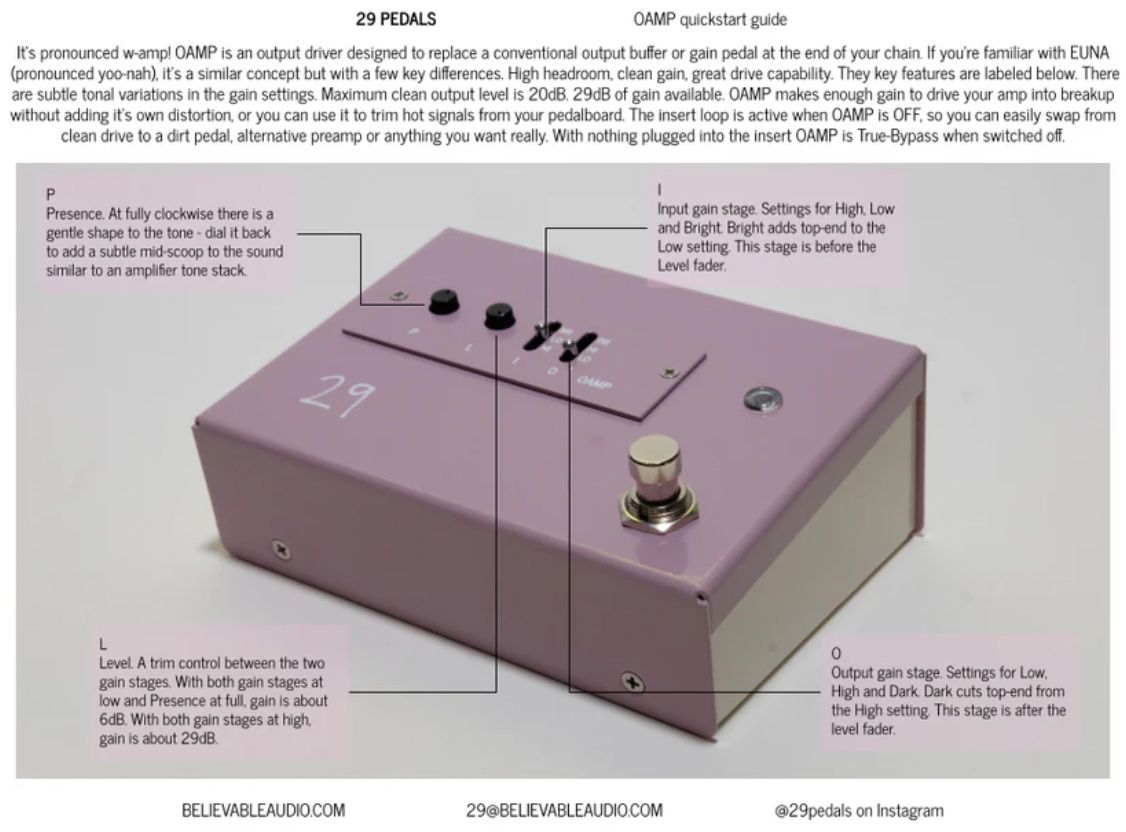 29 Pedals Oamp Output Amplifier Pedal - EQ & enhancer effect pedal - Variation 2