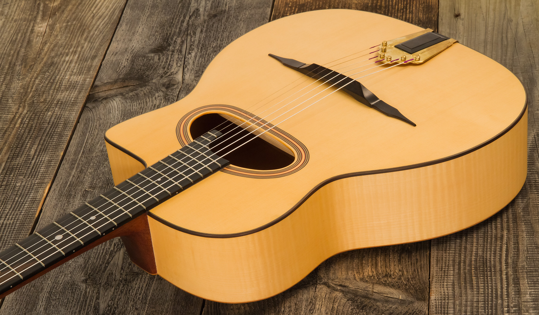 Altamira Md Gypsy Jazz Grande Bouche Cw Epicea Erable Eb +etui - Natural Satin - Gypsy guitar - Variation 1