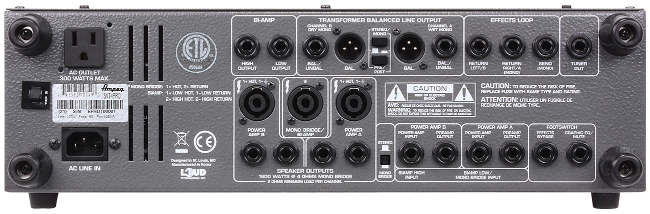 Ampeg Svt-4pro 1200w 4 Ohms Black - Pro Series - Bass amp head - Variation 2