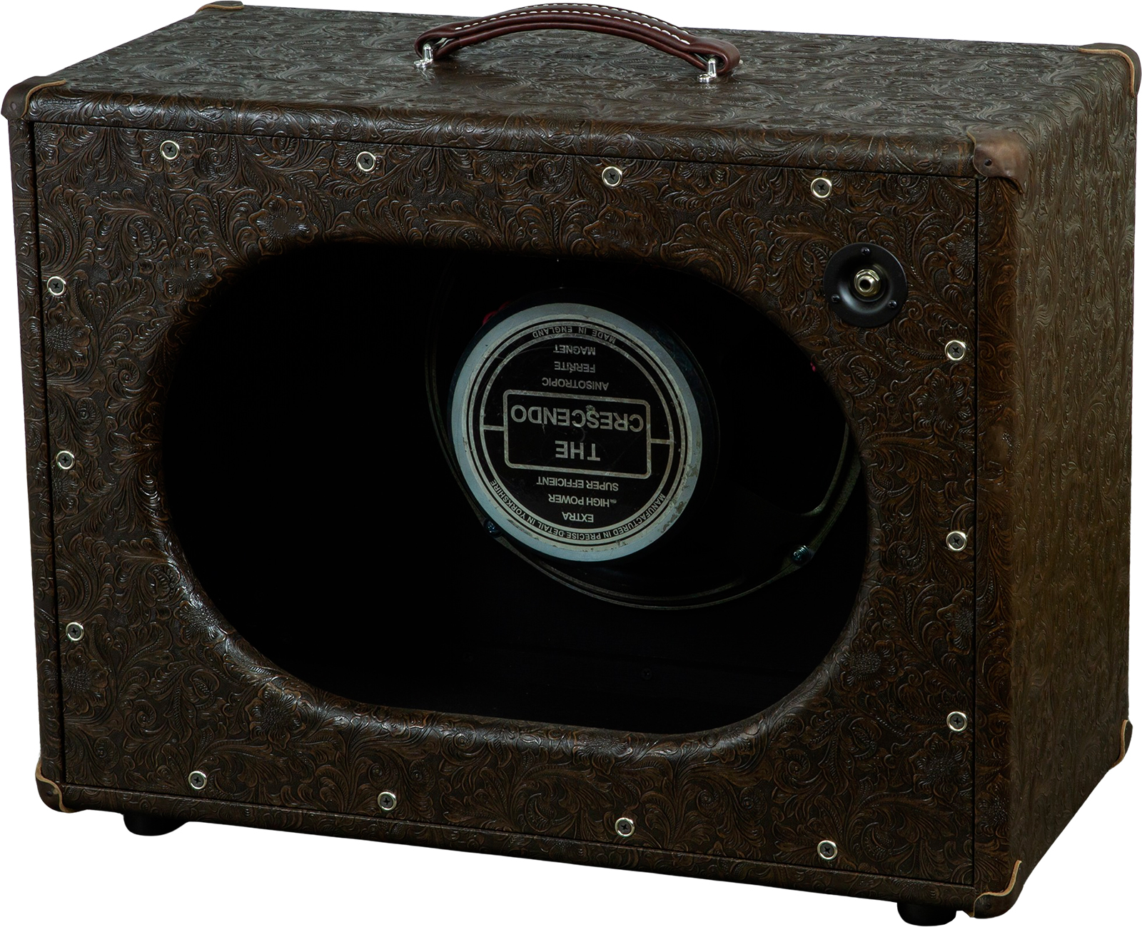 Ams Amplifiers 112 Oval Back Guitar Cab. 1x12 Fane Crescendo 100w 8-ohms Brown Cowboy - Electric guitar amp cabinet - Variation 1