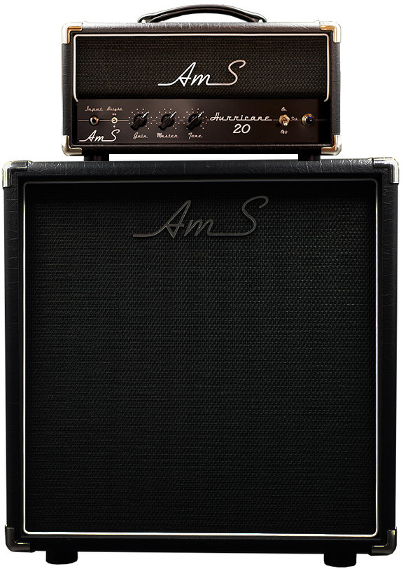 Ams Amplifiers Hurricane 20 Head 20w 6v6 + Mini Cab 1x12 V30-ob Black - Electric guitar amp stack - Main picture