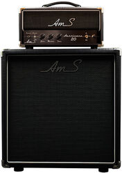 Electric guitar amp stack Ams amplifiers Hurricane 20 Head + 1x12 Mini Cab V30-OB - Black