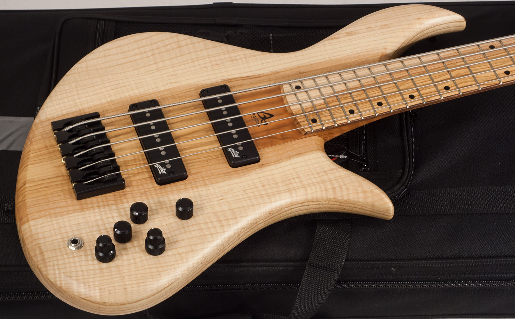 Aquilina Bertone 5 Custom Aulne/frene Active J.east Fre #021830 - Natural - Solid body electric bass - Variation 1