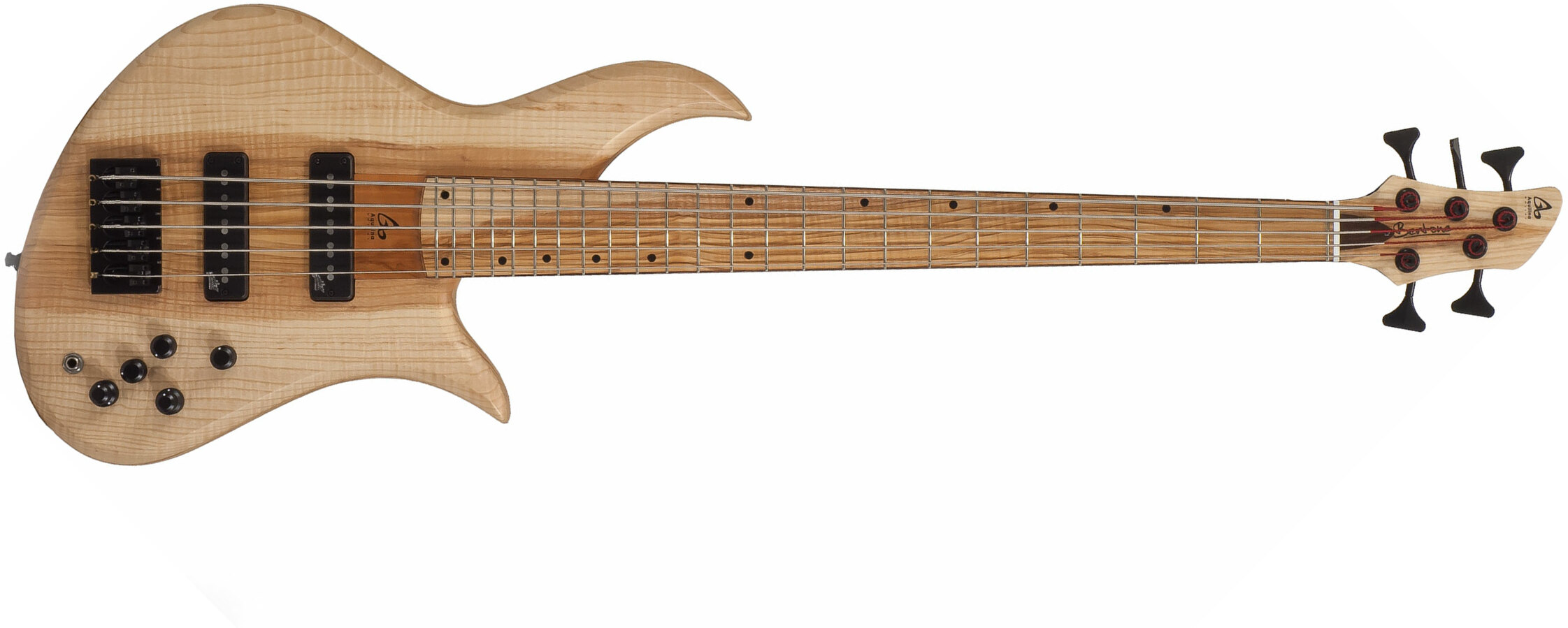 Aquilina Bertone 5 Custom Aulne/frene Active J.east Fre #021830 - Natural - Solid body electric bass - Main picture