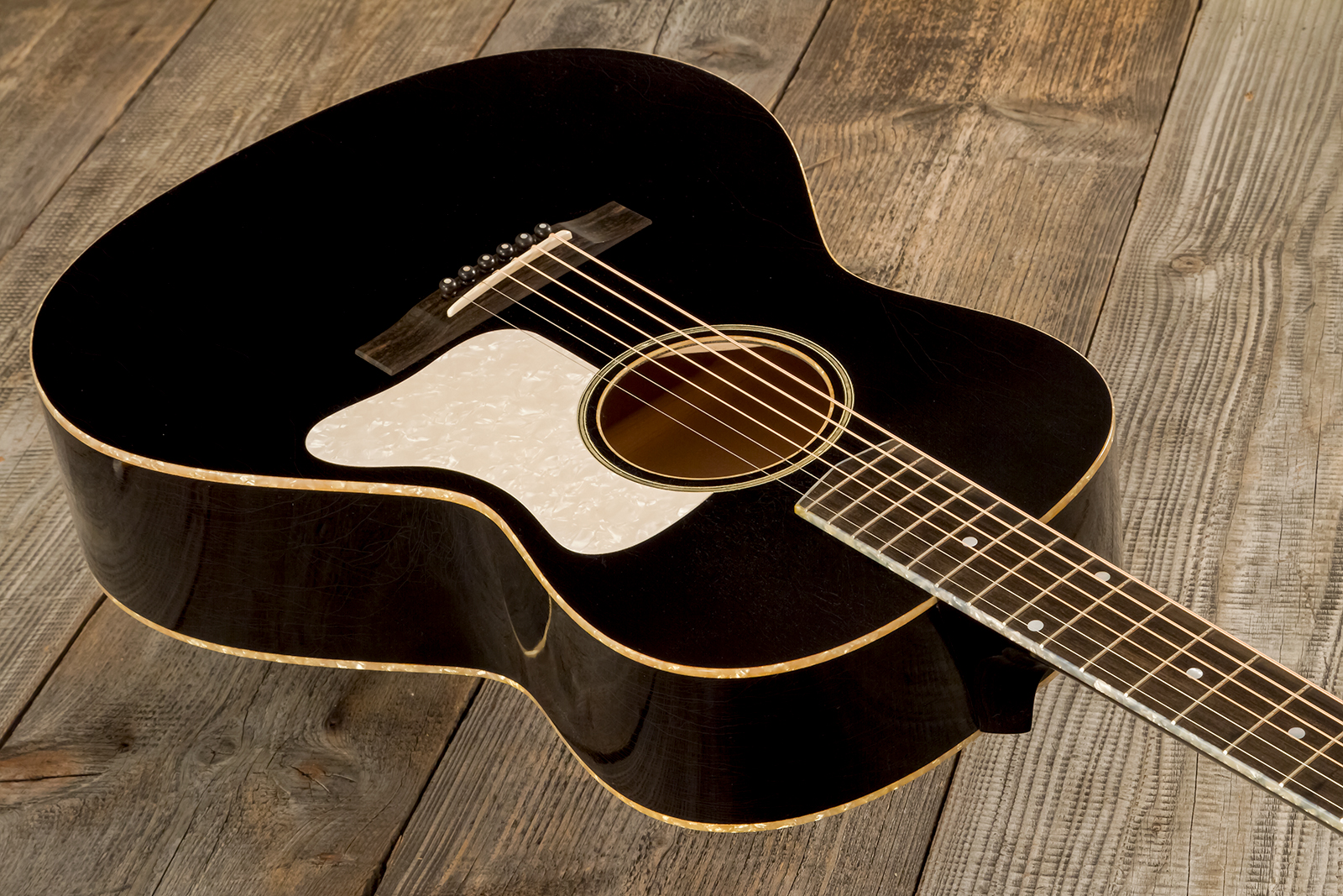 Atkin The Thirty Six Black Pearl Slope Shoulder Parlor Epicea Erable Eb #3856 - Black Pearl - Folk guitar - Variation 2