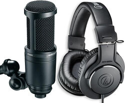 Microphone pack with stand Audio technica AT2020 + ATH-M20X