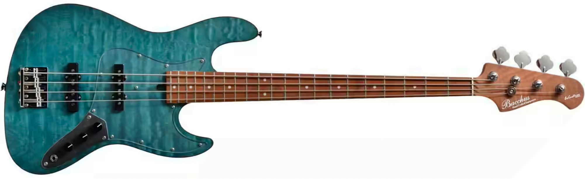 Bacchus Jt Wl4-qm Rsm/m Jap Tune Up Mn - Aqua Marine Blue Satin - Solid body electric bass - Main picture