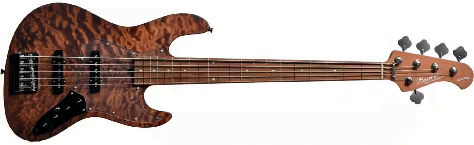 Bacchus Jt Wl5-qm-ac Rsm/m Jap Tune Up Active Mn - Brown Satin - Solid body electric bass - Main picture