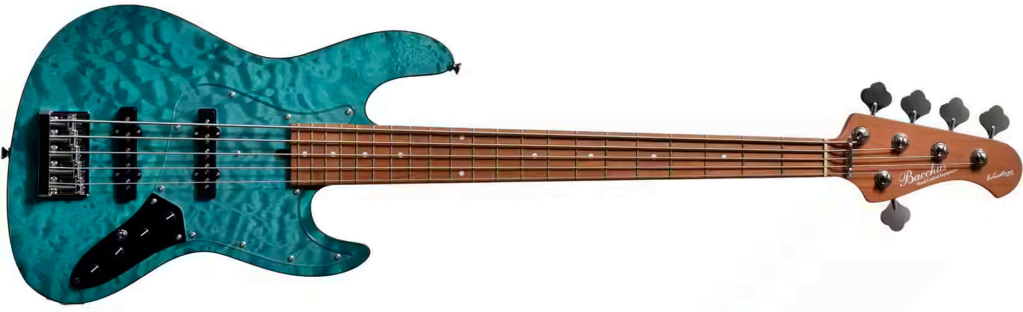 Bacchus Jt Wl5-qm-ac Rsm/m Jap Tune Up Active Mn - Aqua Marine Blue Satin - Solid body electric bass - Main picture