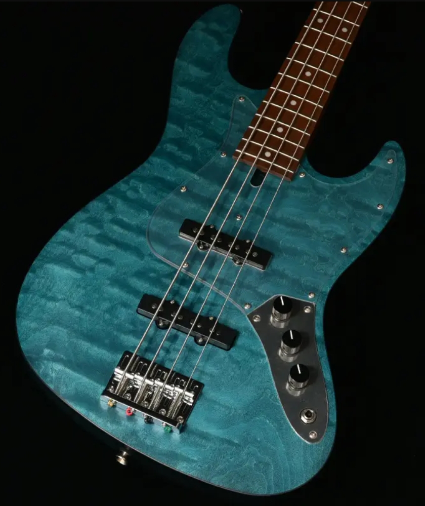 Bacchus Jt Wl4-qm Rsm/m Jap Tune Up Mn - Aqua Marine Blue Satin - Solid body electric bass - Variation 1