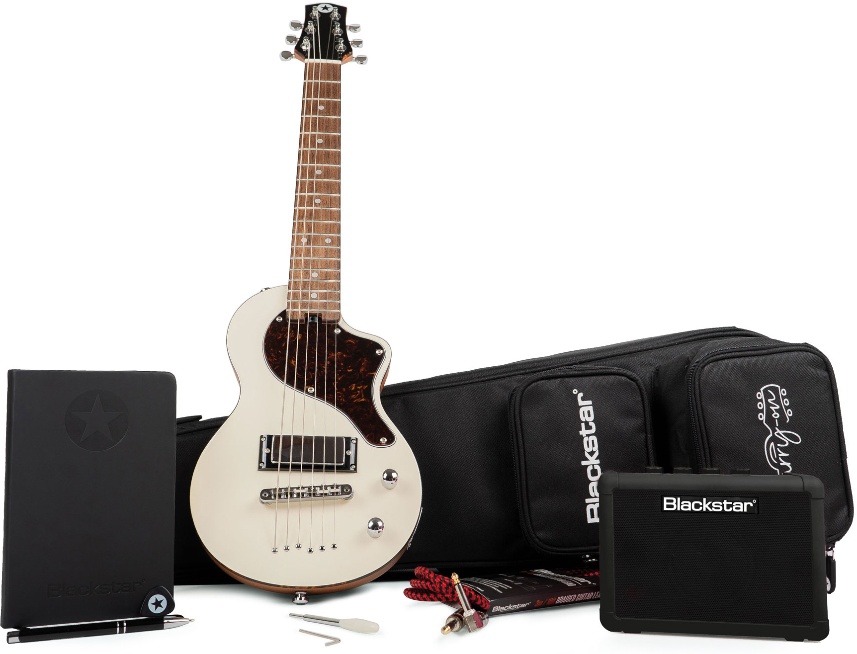Blackstar Carry-on Travel Guitar Deluxe Pack +fly 3 Bluetooth +housse - White - Electric guitar set - Main picture