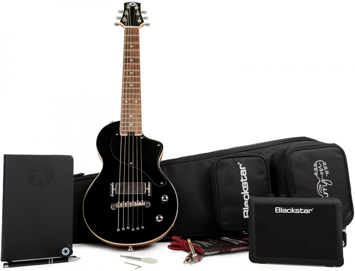 Blackstar Carry-on Travel Guitar Deluxe Pack +fly 3 Bluetooth +housse - Jet Black - Electric guitar set - Main picture