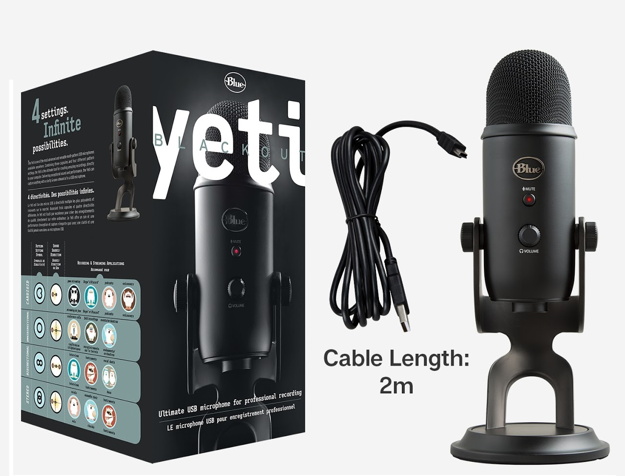 Yeti Blackout Studio Microphone usb Blue