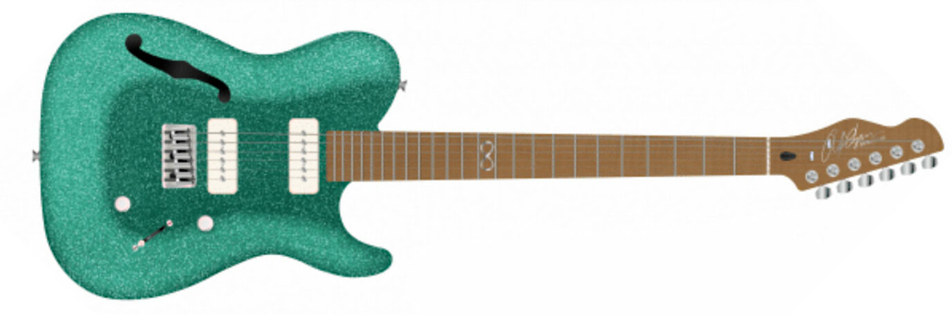 Chapman Guitars Ml3 Pro Traditional Semi-hollow 2p90 Seymour Duncan Ht Mn - Aventurine Green Sparkle - Semi-hollow electric guitar - Main picture
