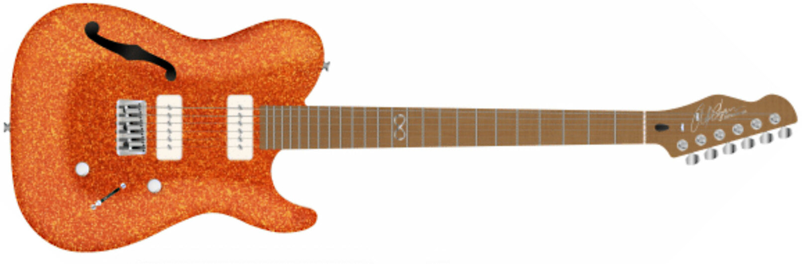 Chapman Guitars Ml3 Pro Traditional Semi-hollow 2p90 Seymour Duncan Ht Mn - Burnt Orange Sparkle - Tel shape electric guitar - Main picture