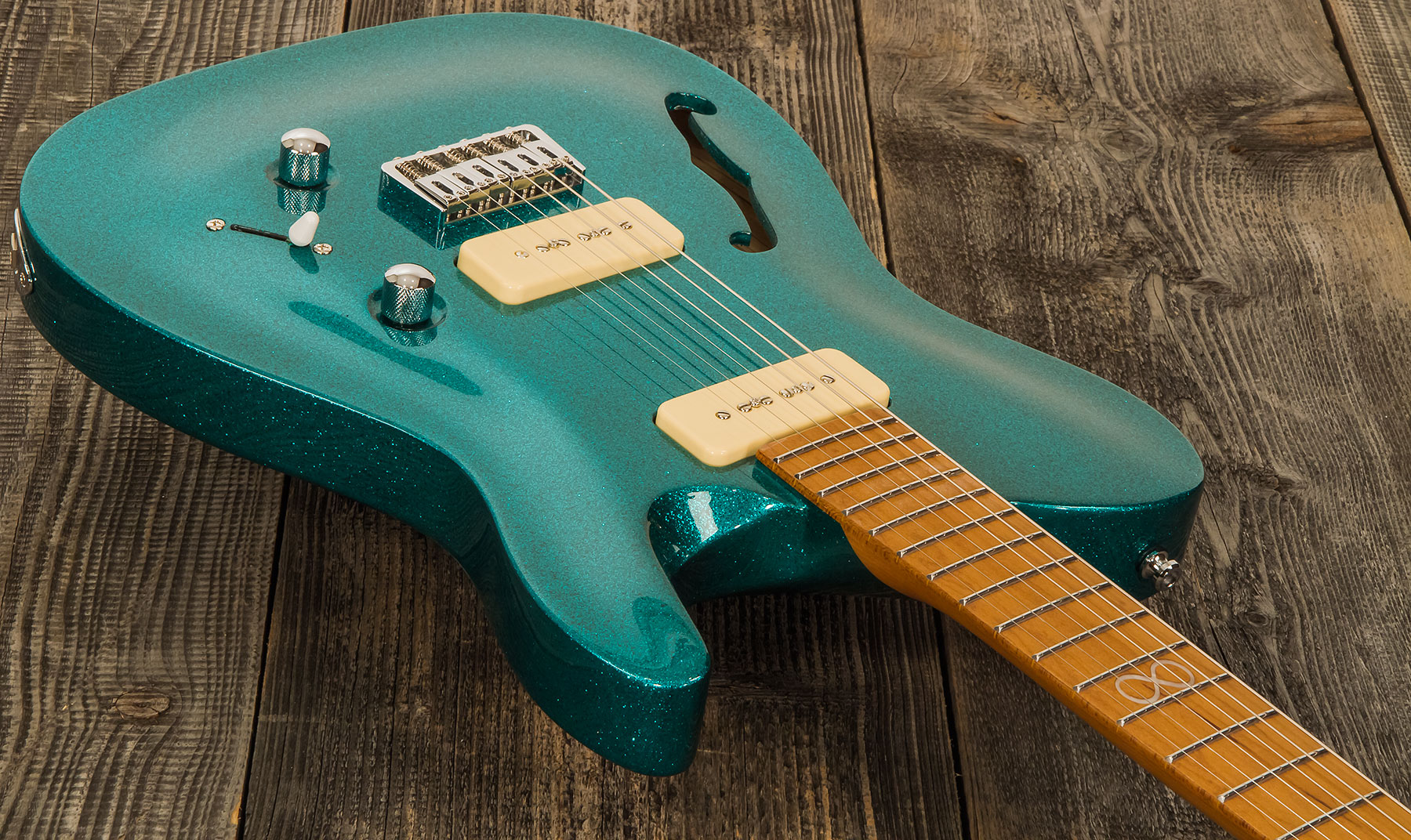 Chapman Guitars Ml3 Pro Traditional Semi-hollow 2p90 Seymour Duncan Ht Mn - Aventurine Green Sparkle - Semi-hollow electric guitar - Variation 1