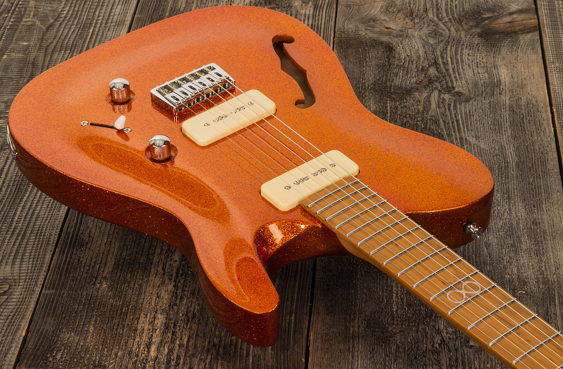 Chapman Guitars Ml3 Pro Traditional Semi-hollow 2p90 Seymour Duncan Ht Mn - Burnt Orange Sparkle - Tel shape electric guitar - Variation 1