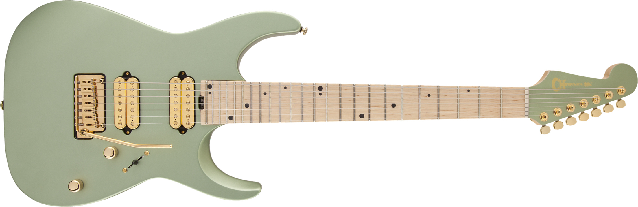 Charvel Angel Vivaldi Dinky Dk24-7 Nova Signature 7-cordes Hh Dimarzio Ht Mn - Satin Sage Green - Str shape electric guitar - Main picture