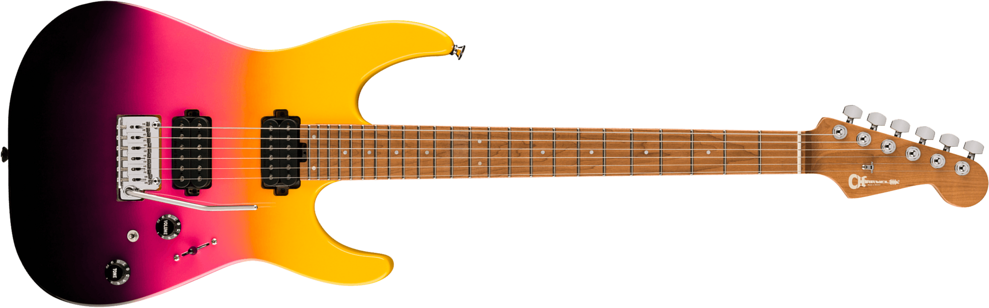 Charvel Dinky Dk24 Hh 2pt Cm Pro-mod 2h Seymour Duncan Trem Mn - Malibu Sunset - Str shape electric guitar - Main picture