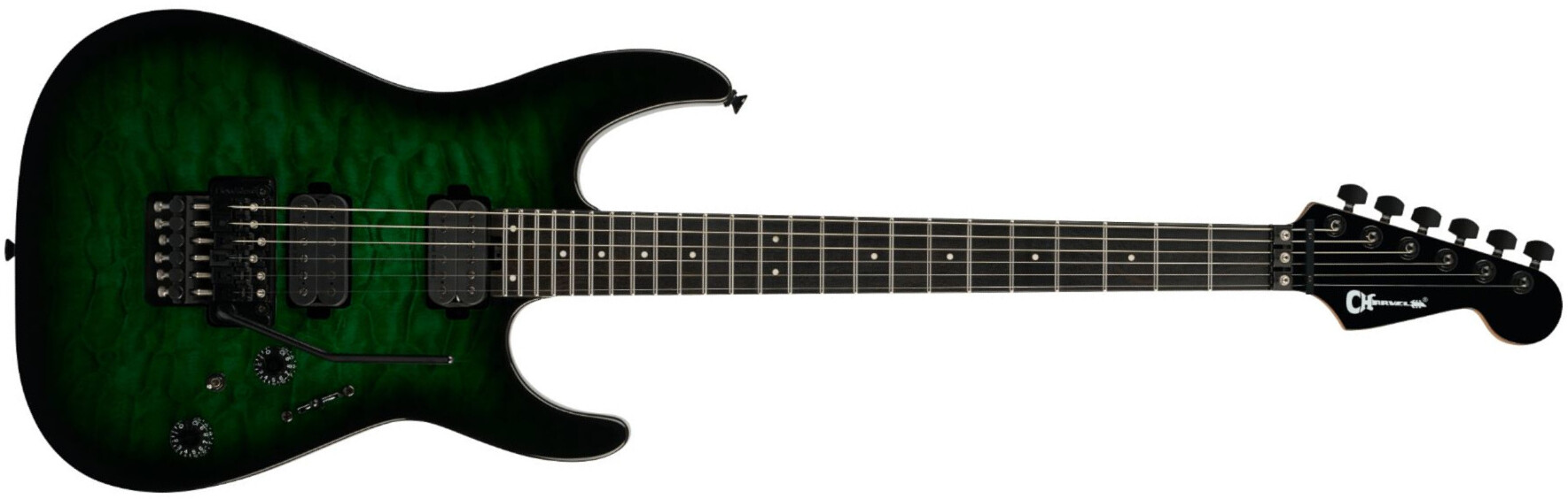 Charvel Dk24 Pro Mod Dinky Qm Plus Hh Fr Eb - Cloaked Emerald Green - Str shape electric guitar - Main picture