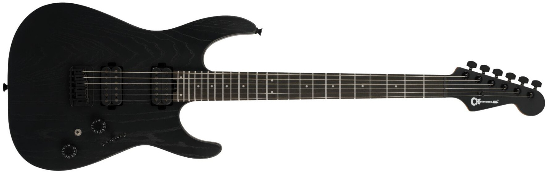Charvel Dk24 Pro Mod Dinky Qm Plus Ht Hh Eb - Black Ash - Str shape electric guitar - Main picture