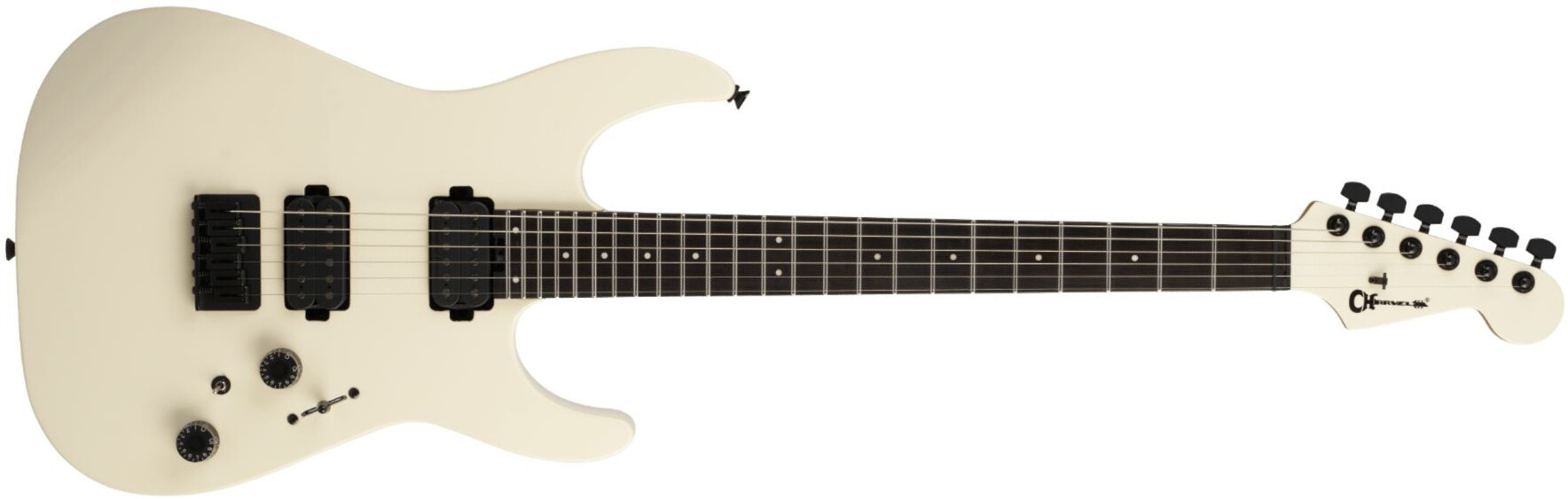 Charvel Dk24 Pro Mod Dinky Qm Plus Ht Hh Eb - Creme White - Str shape electric guitar - Main picture