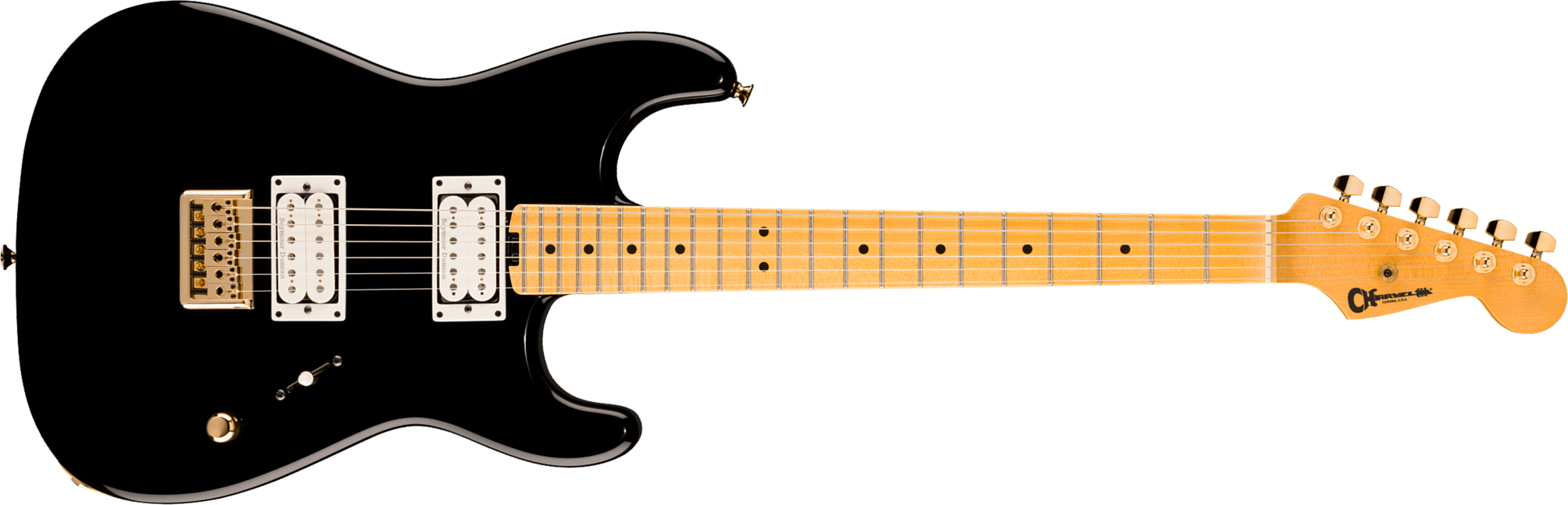 Charvel San Dimas Style 1 Sd1 Hh Ht American Neo Classic 2h Seymour Duncan Ht Mn - Gloss Black - Str shape electric guitar - Main picture