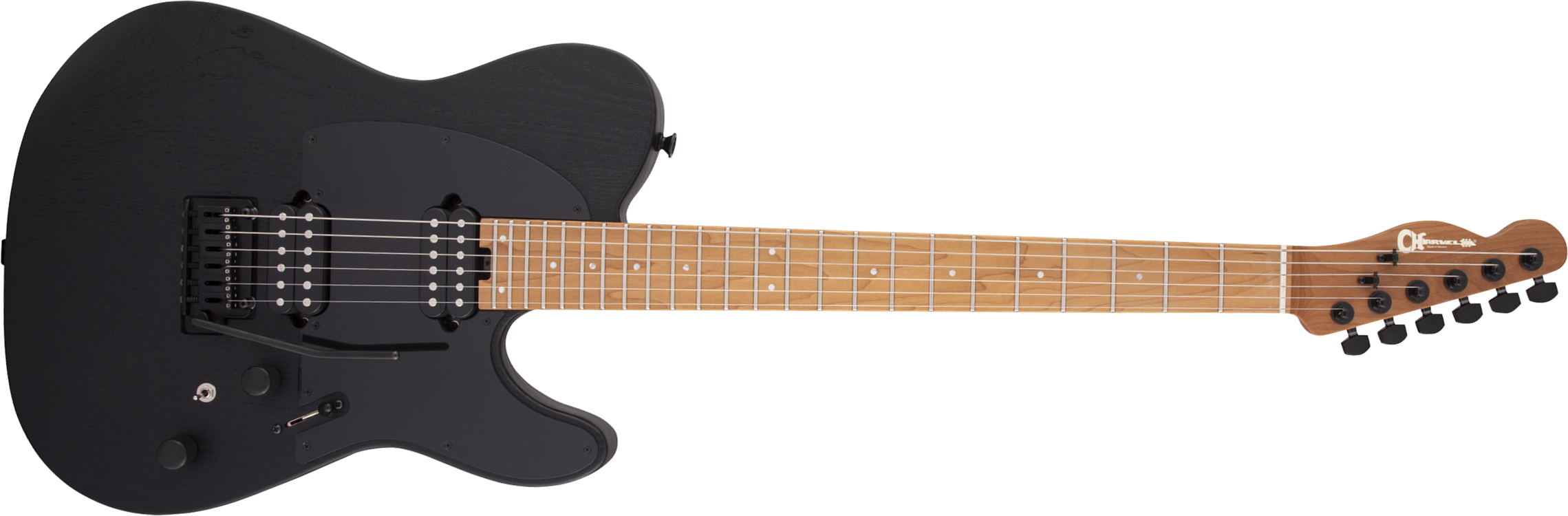 Charvel So-cal Style 2 24 Hh 2pt Cm Pro-mod 2h Fishman Fluence Trem Mn - Black - Tel shape electric guitar - Main picture