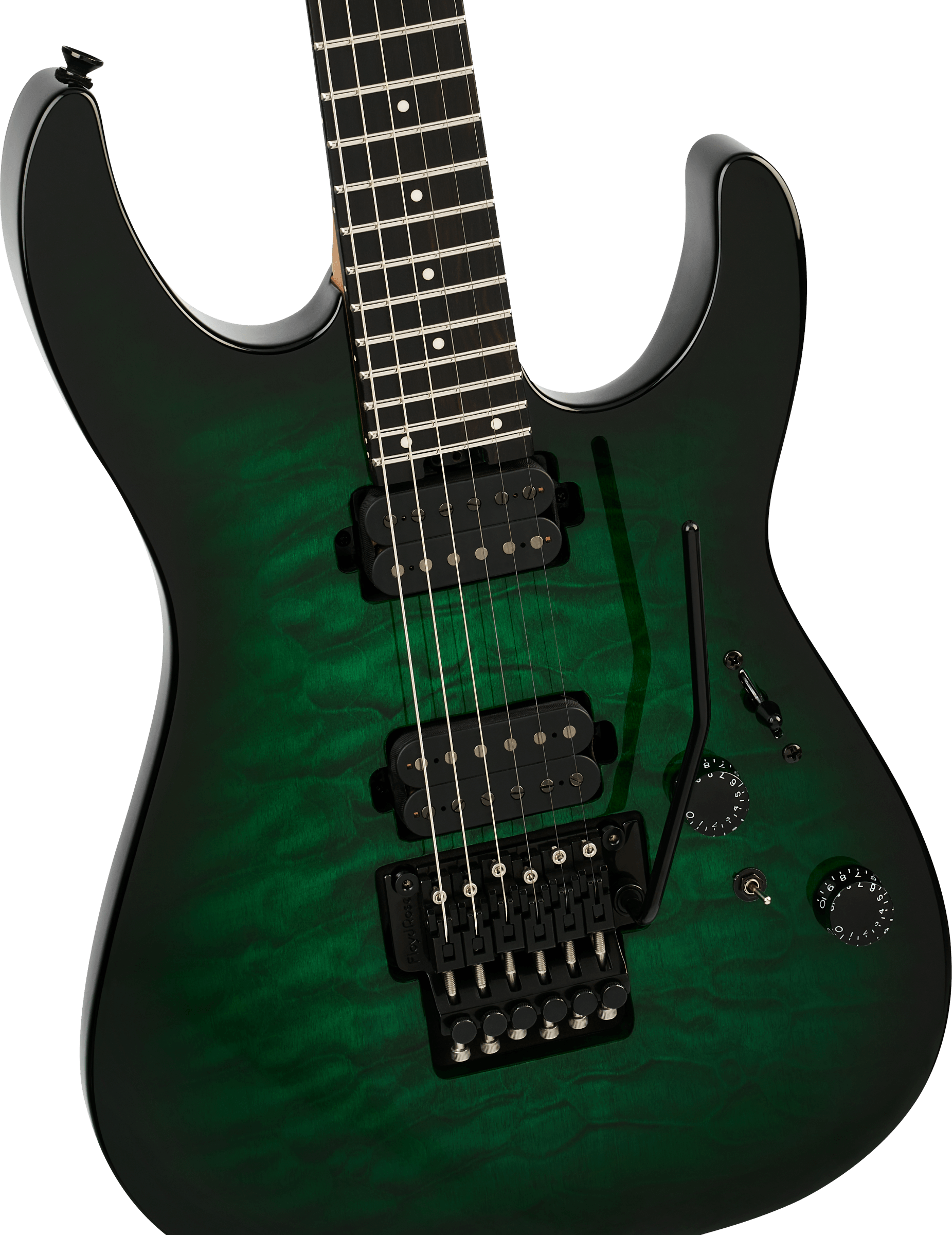Charvel Dk24 Pro Mod Dinky Qm Plus Hh Fr Eb - Cloaked Emerald Green - Str shape electric guitar - Variation 2