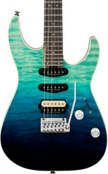 Str shape electric guitar Charvel Pro-Mod Plus Dinky DK24 HSS 2PT EB QM - Blue Curacao