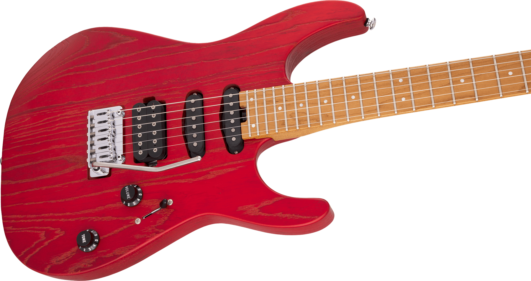 Charvel Dinky Dk24 Hss 2pt Cm Ash Pro-mod Seymour Duncan Trem Mn - Red Ash - Str shape electric guitar - Variation 2