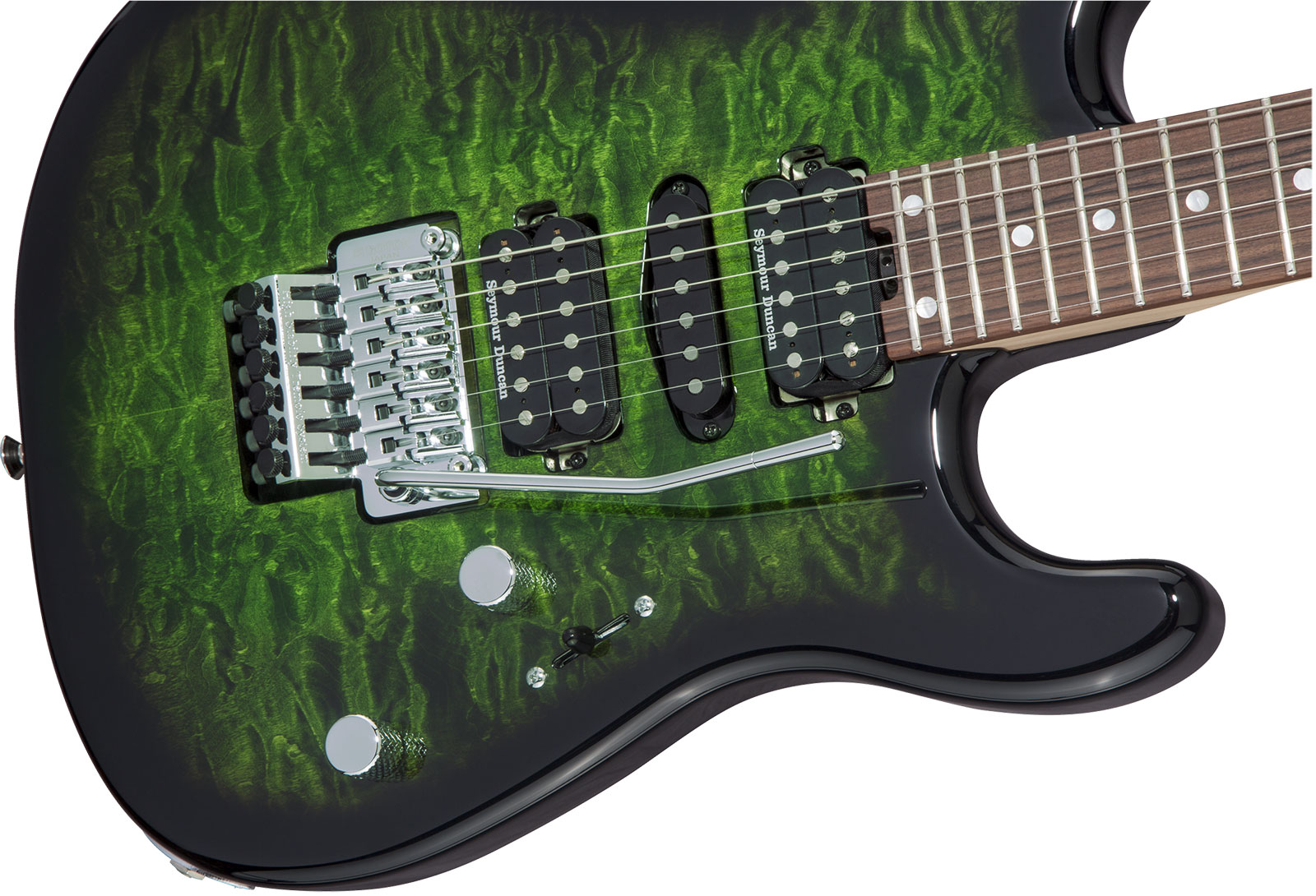 Charvel San Dimas Style 1 Hsh Qm Mj Jap Hsh Seymour Duncan Fr Pf - Transparent Green Burst - Str shape electric guitar - Variation 2