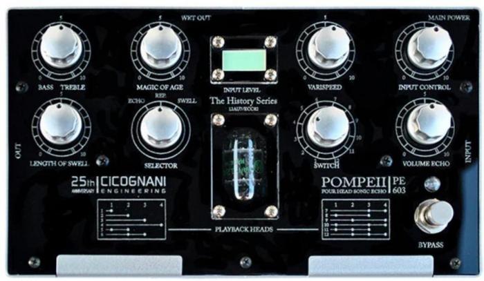Reverb, delay & echo effect pedal Cicognani engineering History Pompeii PE603 Four Head Sonic Echo
