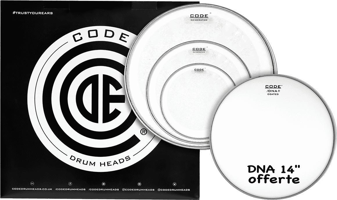 Drumhead set Code drumheads Pack Tansparent Rock + 1 DNA 14 Offerte