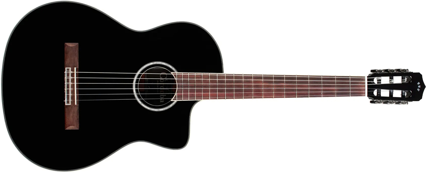 Cordoba Fusion 5 4/4 Cw Epicea Acajou Pf - Jet Black - Classical guitar 4/4 size - Main picture