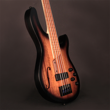 Cort B4fl Mhpz Active Piezo Fretless Jat - Trans Black Burst Satin - Semi & hollow-body electric bass - Variation 1