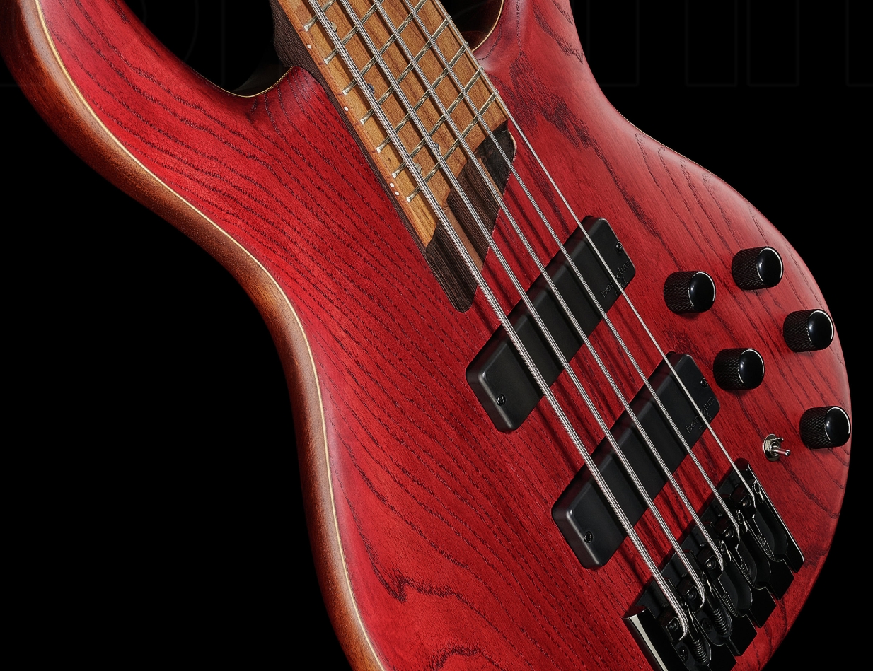Cort B5 Element Artisan 5c Active Bartolini Mn - Open Pore Burgundy Red - Solid body electric bass - Variation 2