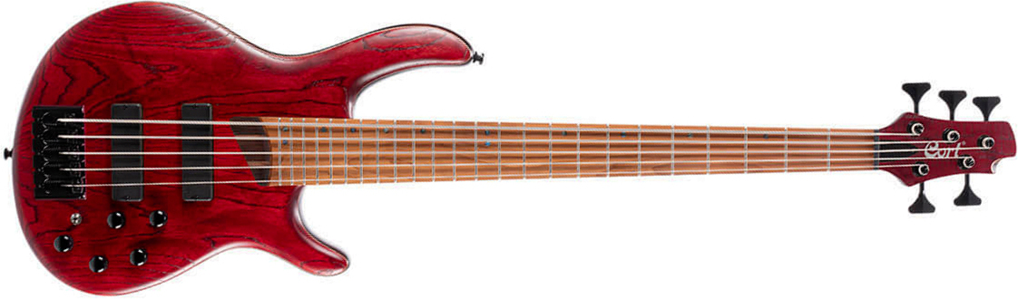 Cort B5 Element Artisan 5c Active Bartolini Mn - Open Pore Burgundy Red - Solid body electric bass - Main picture