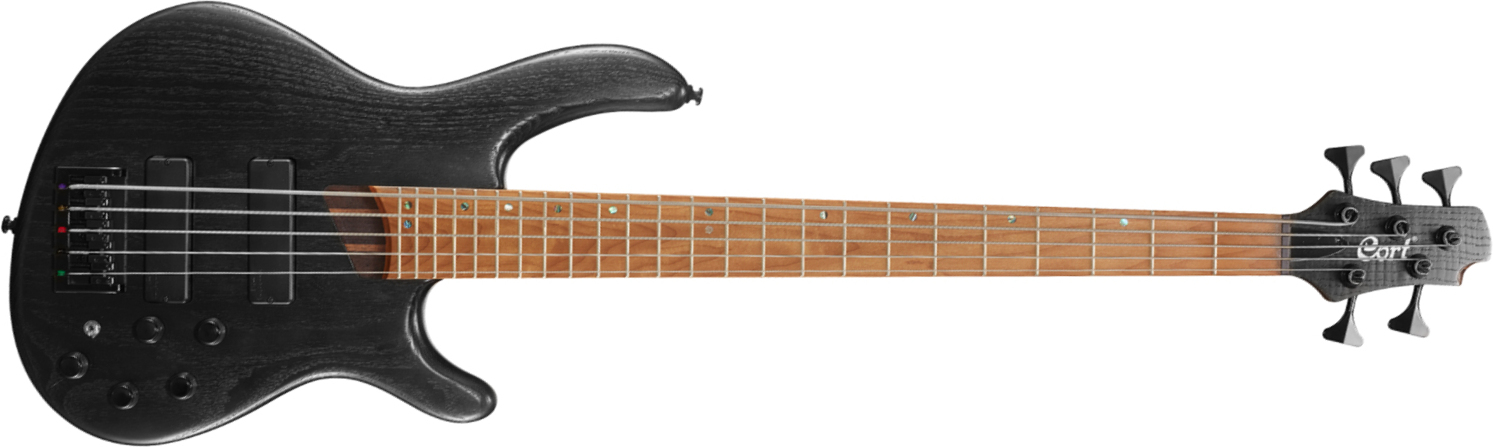 Cort B5 Plus As Rm 5c Bartolini Mn - Open Pore Trans Black - Solid body electric bass - Main picture