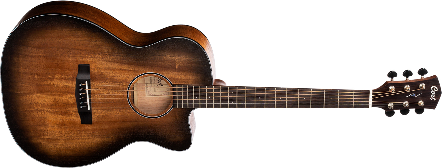 Cort Core Oc Mahogany Om Cw Tout Acajou Ova - Open Pore Black Burst - Electro acoustic guitar - Main picture