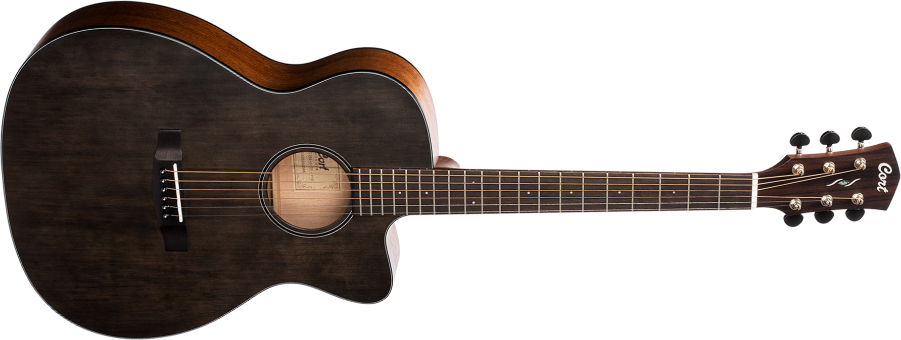 Cort Core Oc Spruce Om Cw Epicea Acajou Ova - Open Pore Trans Black - Electro acoustic guitar - Main picture