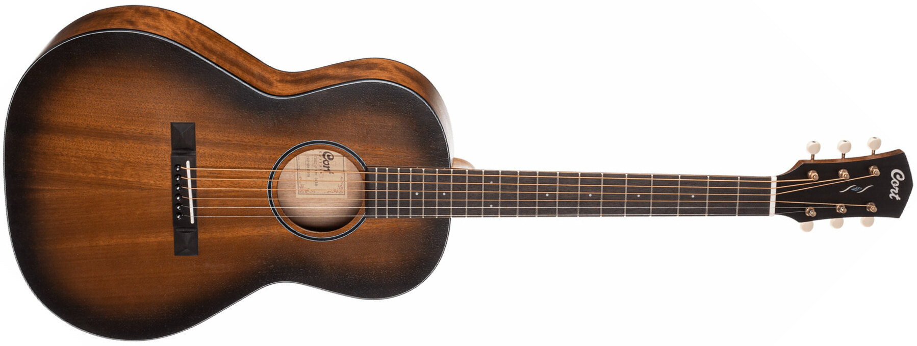Cort Core Pe Mahogany Parlor Tout Acajou Ova - Open Pore Black Burst - Electro acoustic guitar - Main picture