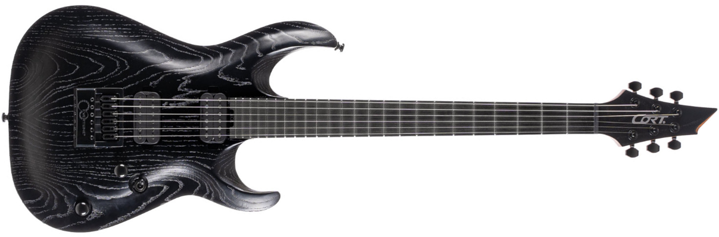 Cort Kx700 Evertune 2h Seymour Duncan Ht Eb - Open Pore Black - Metal electric guitar - Main picture