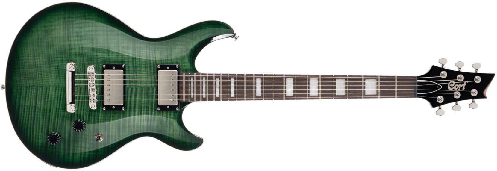 Cort M600tgb  Hh Ht Rw - Trans Green Burst - Double cut electric guitar - Main picture