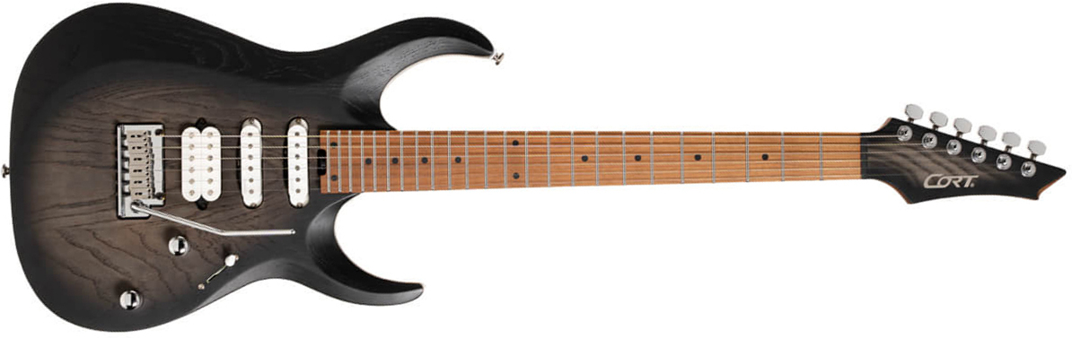 Cort X700 Triality Hss Fishman Fluence Trem Mn - Open Pore Black Burst - Str shape electric guitar - Main picture