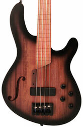 Semi & hollow-body electric bass Cort B4FL MHPZ (Piezo) - Trans black burst satin